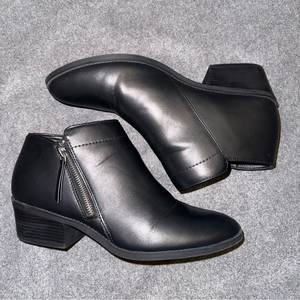 Time and Tru Sleek Black Ankle Booties